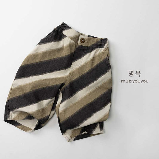ロングパンツ・スウェットパンツ Striped Loose Cotton Slacks ストライプ柄 ルーズパンツ【mh0012012】