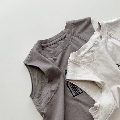 タンクトップ・キャミソール・ノースリーブトップス キッズトップス ノースリーブTシャツ タンクトップ ハウス家プリント 2カラー【mh0006324】