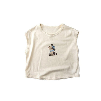 タンクトップ・キャミソール・ノースリーブトップス プリントノースリーブTシャツ【mh0010464】