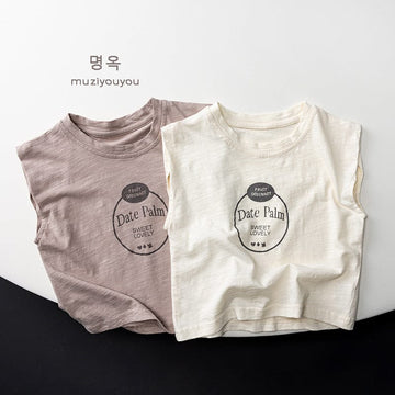 タンクトップ・キャミソール・ノースリーブトップス ロゴプリントノースリーブTシャツ【mh0010472】