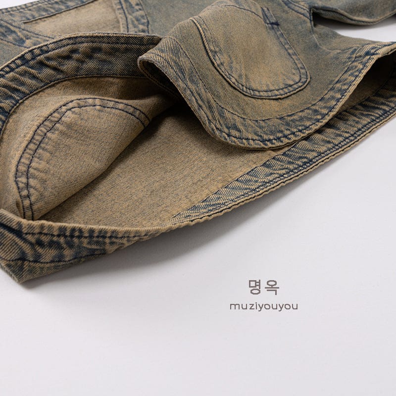 ショートコート・ジャケット・ジャンパー ヴィンテージ風Vネックデニムジャケット【mh0010868】