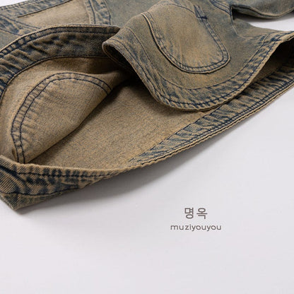 ショートコート・ジャケット・ジャンパー ヴィンテージ風Vネックデニムジャケット【mh0010868】