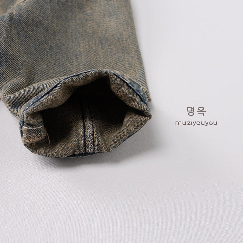 ショートコート・ジャケット・ジャンパー ヴィンテージ風Vネックデニムジャケット【mh0010868】