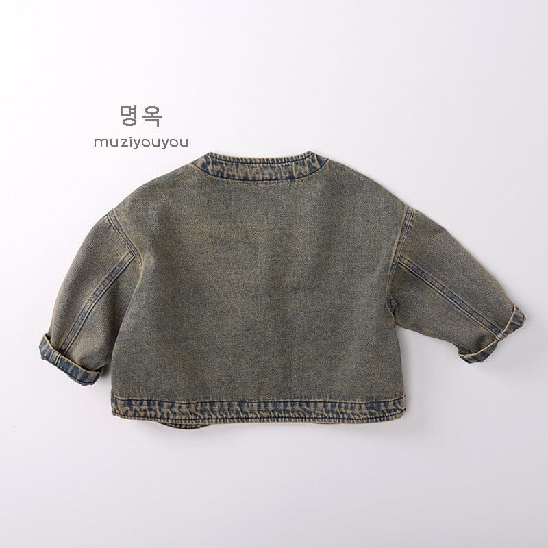 ショートコート・ジャケット・ジャンパー ヴィンテージ風Vネックデニムジャケット【mh0010868】