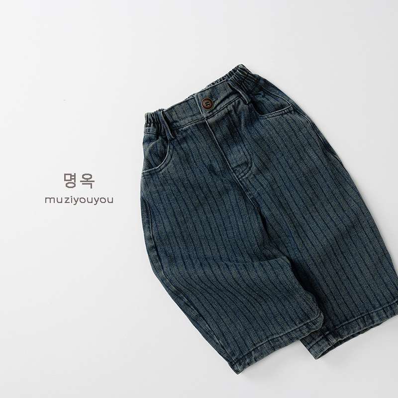 デニムパンツ Vertical Stripe Denim Slacks ストライプデニムパンツ【mh0012022】