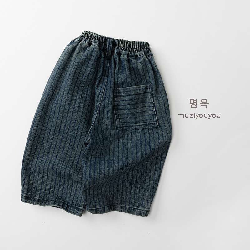 デニムパンツ Vertical Stripe Denim Slacks ストライプデニムパンツ【mh0012022】