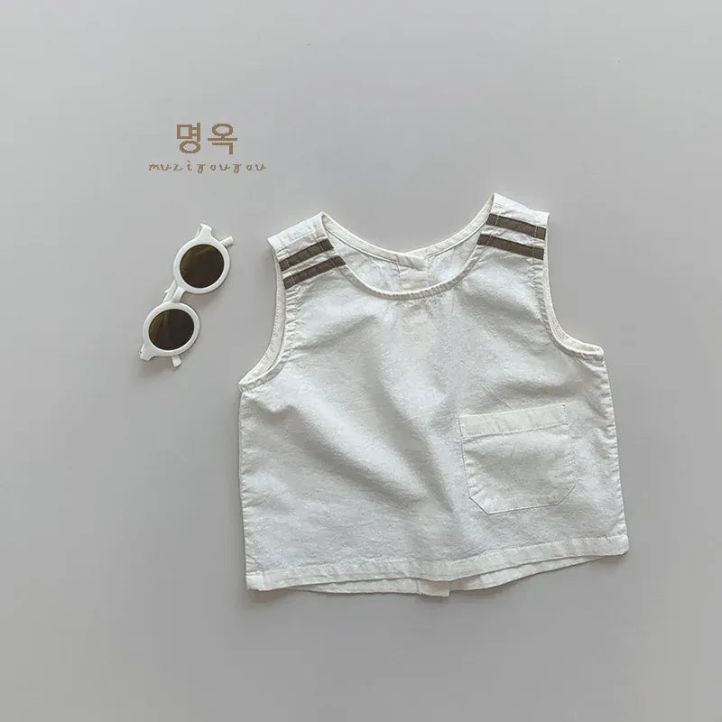 タンクトップ・キャミソール・ノースリーブトップス White / 12M  80CM キッズトップス ノースリーブシャツ シンプルペーシック 2カラー【mh0006327】