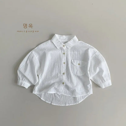 長袖シャツ・ブラウス White / 12M  80CM キッズトップス シンプルベーシック長袖シャツブラウス【mh0007759】