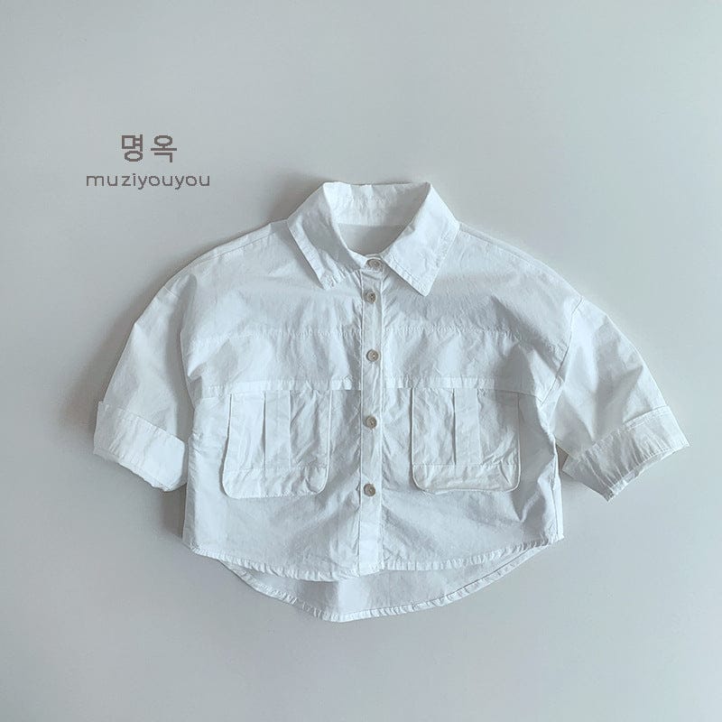 長袖シャツ・ブラウス White / 80cm 薄手フラップポケット長袖シャツ【mh0009575】