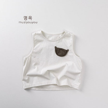 タンクトップ・キャミソール・ノースリーブトップス White / 80cm 三日月ポケットバックパッチタンクトップ【mh0009803】