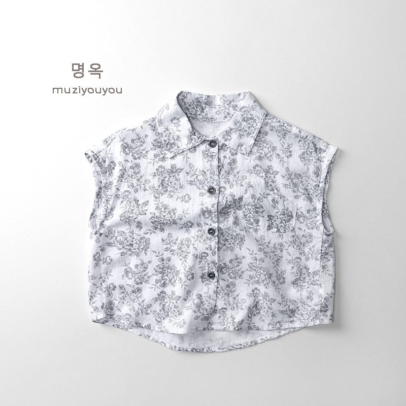 タンクトップ・キャミソール・ノースリーブトップス White / 80cm フラワープリントノースリーブシャツ【mh0010455】