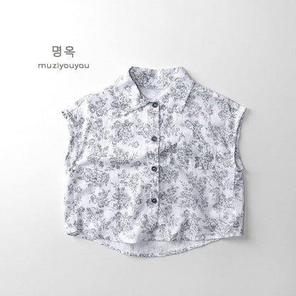 タンクトップ・キャミソール・ノースリーブトップス White / 80cm フラワープリントノースリーブシャツ【mh0010455】