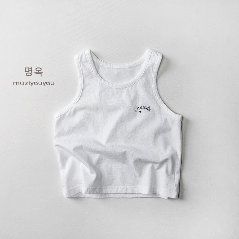 タンクトップ・キャミソール・ノースリーブトップス White / 80cm レターロゴワンポイントタンクトップ【mh0010471】