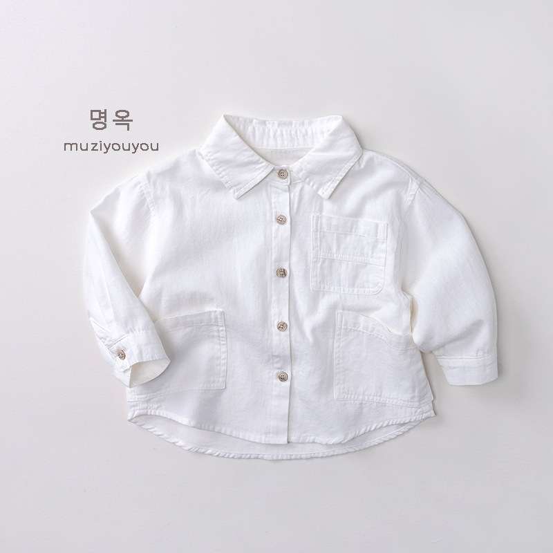 長袖シャツ・ブラウス White / 80cm Versatile Casual Cotton Shirt 長袖シャツ【mh0012029】