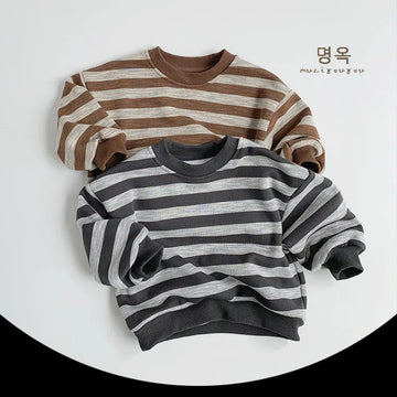 長袖Tシャツ キッズトップス 裏フリースボーダー長袖スウェットシャツ 2カラー【mh0007586】