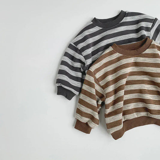 長袖Tシャツ キッズトップス 裏フリースボーダー長袖スウェットシャツ 2カラー【mh0007586】
