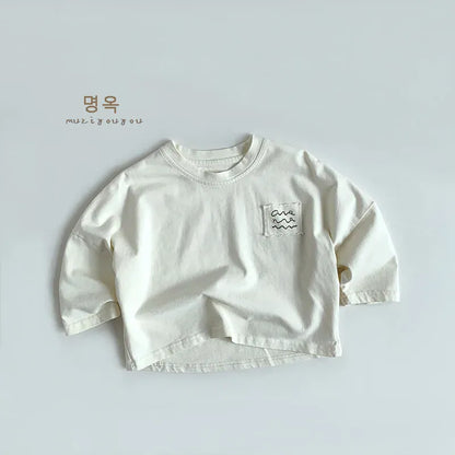 長袖Tシャツ Apricot / 12M  80CM キッズトップス ロゴプリントポケット長袖Tシャツ【mh0008852】