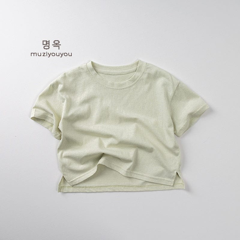 半袖Tシャツ Bean Green / 80cm サイドスリットシンプル半袖Tシャツ【mh0009802】