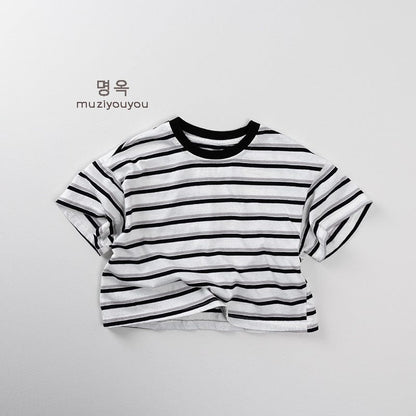 半袖Tシャツ Black / 80cm レトロボーダー半袖Tシャツ【mh0009809】