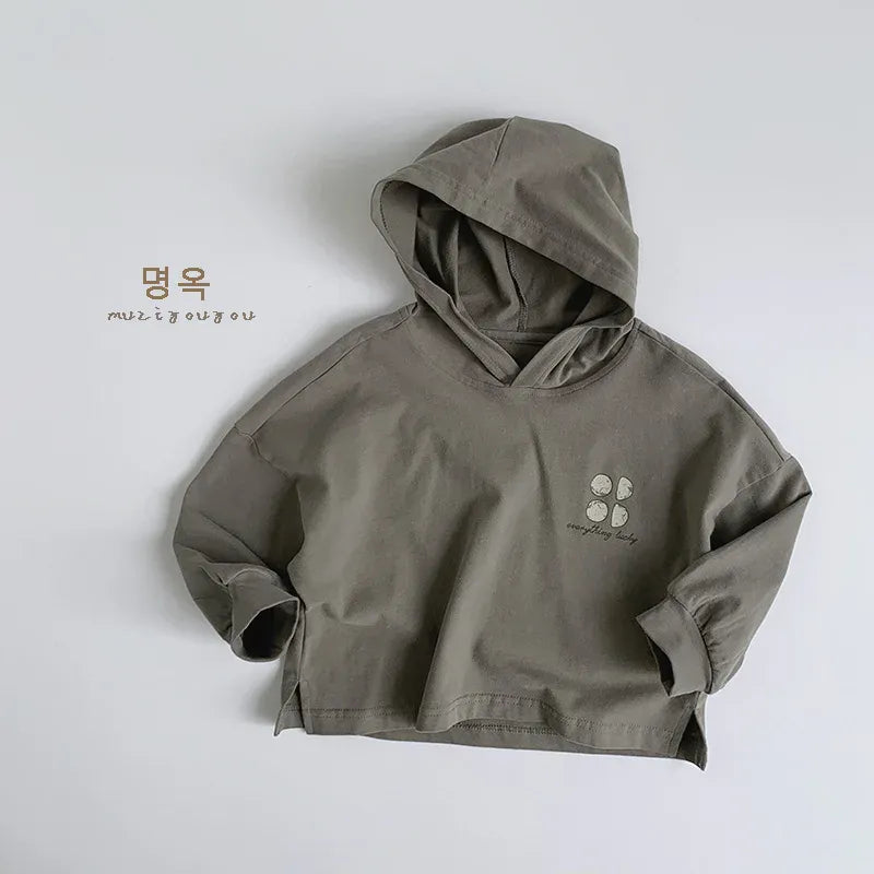 長袖Tシャツ Brown / 12M  80CM キッズトップス ロゴプリントフーディ長袖Tシャツ【mh0008851】