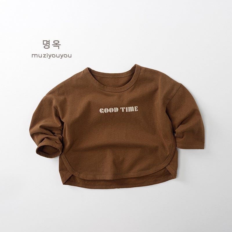 長袖Tシャツ Caramel / 80cm GOOD TIMEロゴプリント長袖Tシャツ【mh0010864】