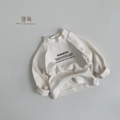 長袖Tシャツ Creamy White / 80cm 12M キッズトップス レターロゴプリントフリース長袖スウェットシャツ【mh0007763】