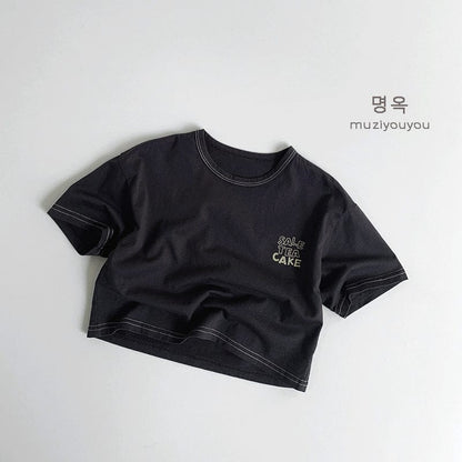半袖Tシャツ Dark Gray / 80cm ロゴステッチ半袖Tシャツ【mh0009581】