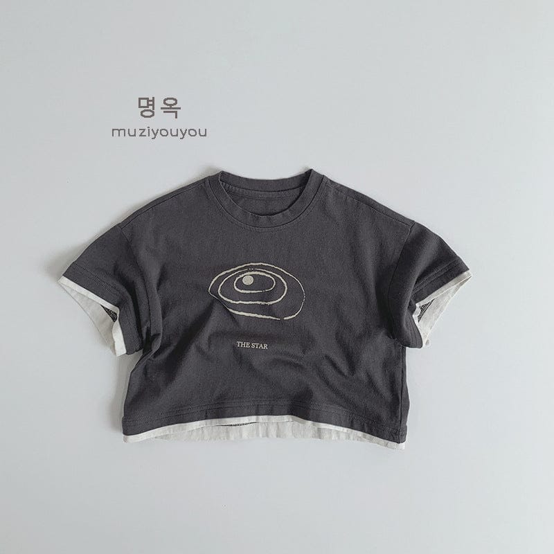 半袖Tシャツ Dark Gray / 80cm 半袖コットンプリントTシャツ【mh0009582】