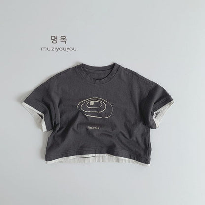 半袖Tシャツ Dark Gray / 80cm 半袖コットンプリントTシャツ【mh0009582】