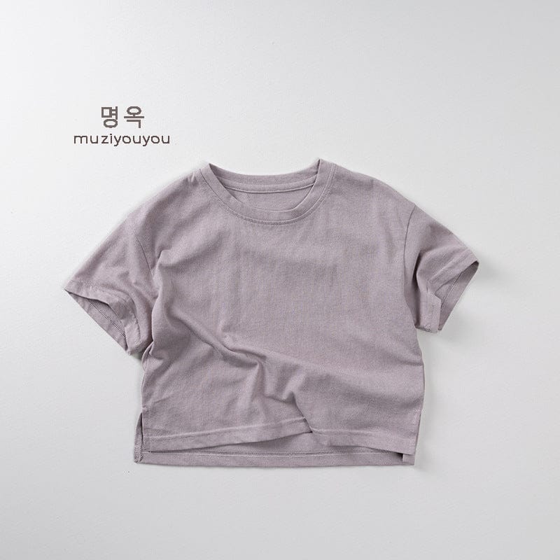 半袖Tシャツ Gray / 80cm サイドスリットシンプル半袖Tシャツ【mh0009802】