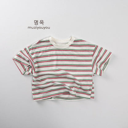 半袖Tシャツ Green / 80cm レトロボーダー半袖Tシャツ【mh0009809】