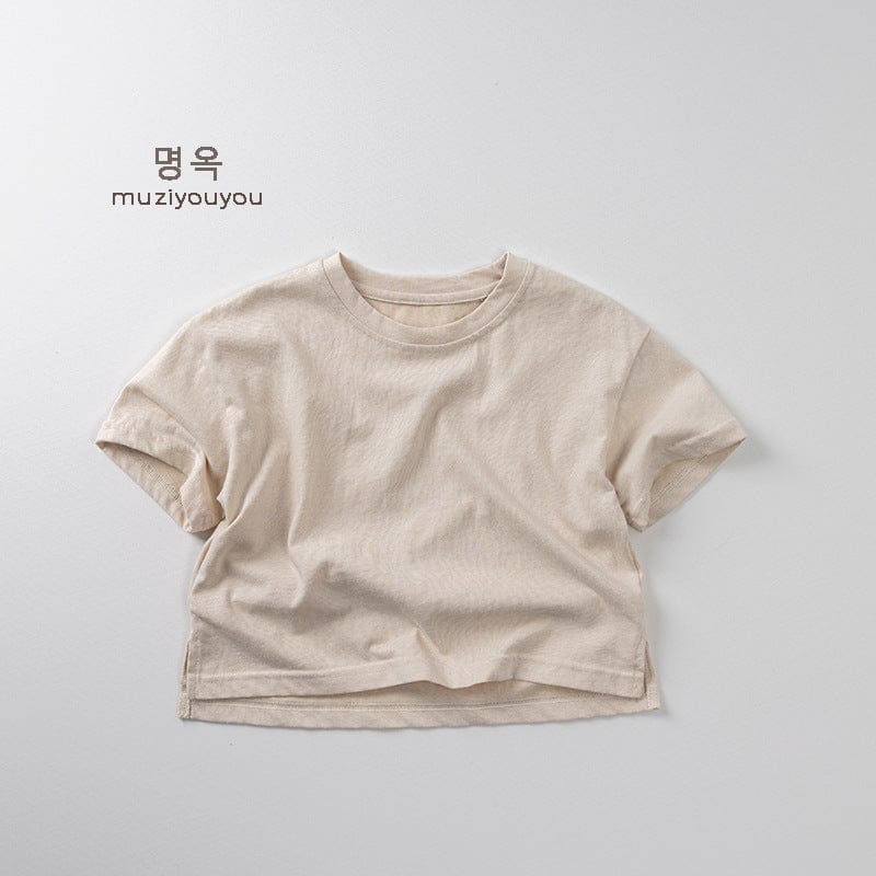 半袖Tシャツ Light Apricot / 80cm サイドスリットシンプル半袖Tシャツ【mh0009802】