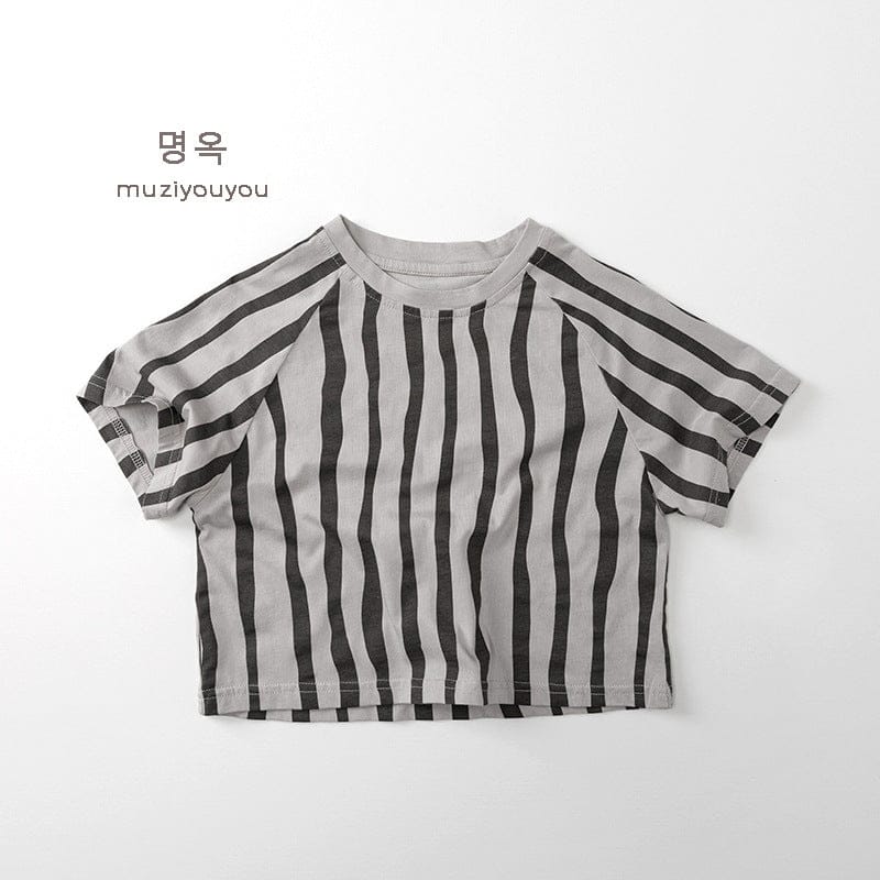 半袖Tシャツ Light Gray / 80cm ストライプ半袖Tシャツ【mh0010463】