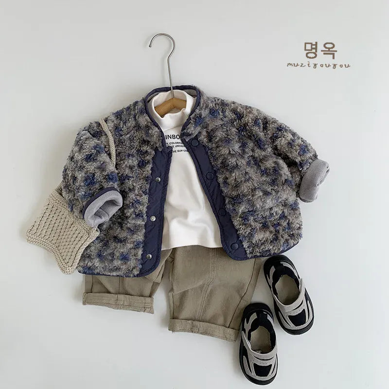 長袖Tシャツ キッズトップス レターロゴプリントフリース長袖スウェットシャツ【mh0007763】