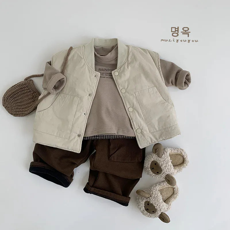 長袖Tシャツ キッズトップス レターロゴプリントフリース長袖スウェットシャツ【mh0007763】