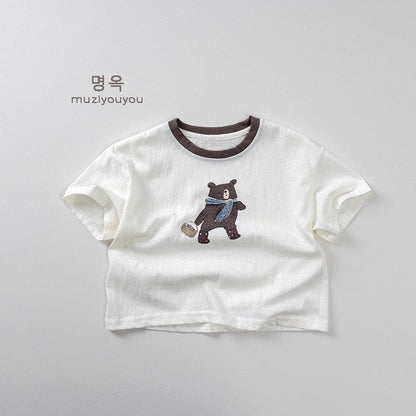半袖Tシャツ Milk White / 80cm ベアくまプリント半袖Tシャツ【mh0009800】