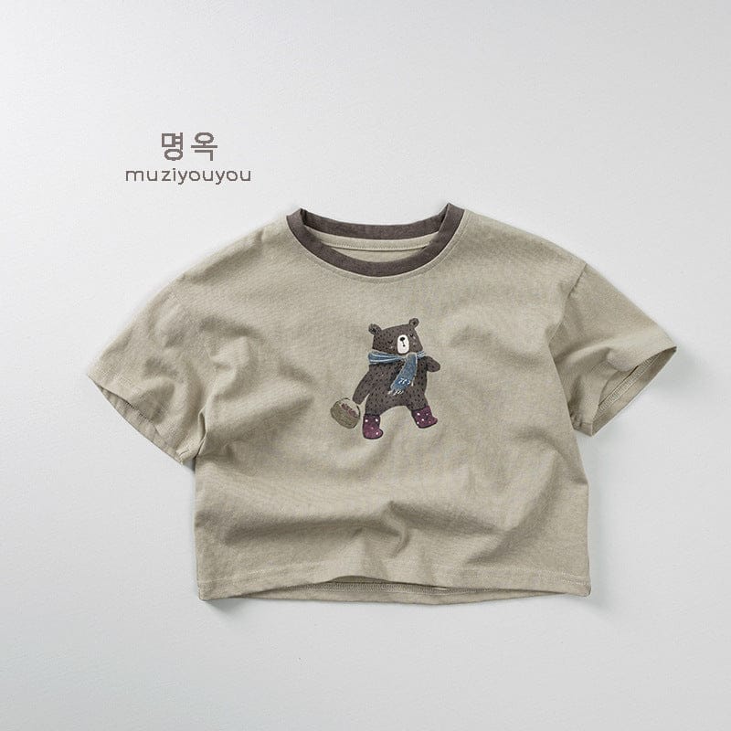 半袖Tシャツ Moss Green / 80cm ベアくまプリント半袖Tシャツ【mh0009800】