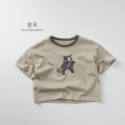 半袖Tシャツ Moss Green / 80cm ベアくまプリント半袖Tシャツ【mh0009800】