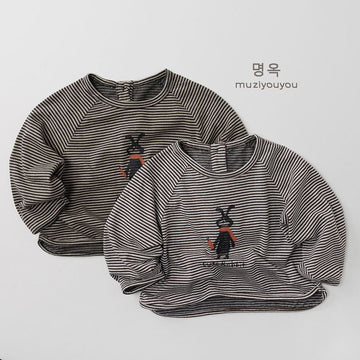 長袖Tシャツ Striped Comfortable Versatile Top ボーダーTシャツ【mh0012031】
