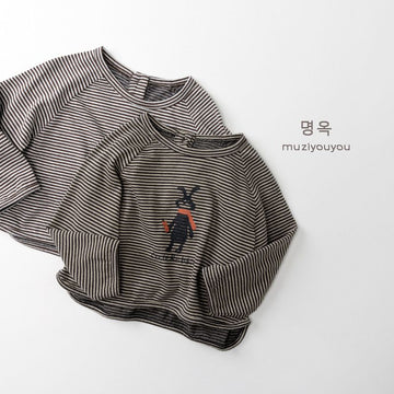 長袖Tシャツ Striped Comfortable Versatile Top ボーダーTシャツ【mh0012031】