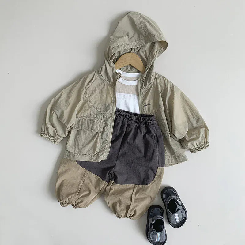 長袖Tシャツ キッズトップス パッチワーク 半袖Tシャツ 2カラー【mh0005182】