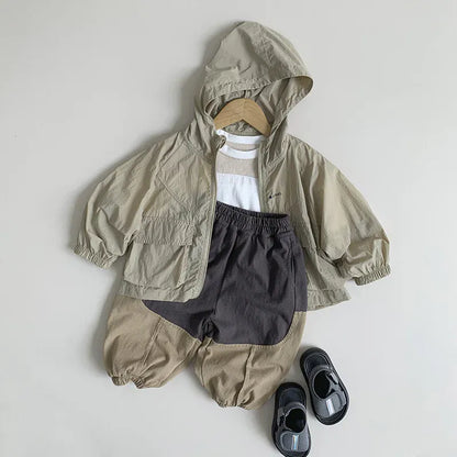 長袖Tシャツ キッズトップス パッチワーク 半袖Tシャツ 2カラー【mh0005182】