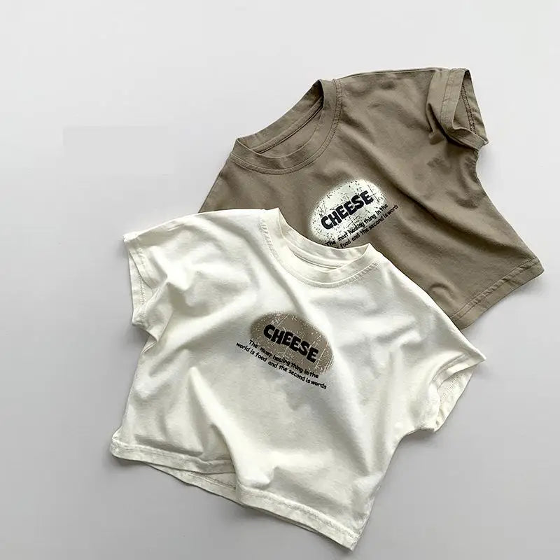半袖Tシャツ キッズトップス 半袖プリントTシャツ チーズ 2カラー【mh0005550】