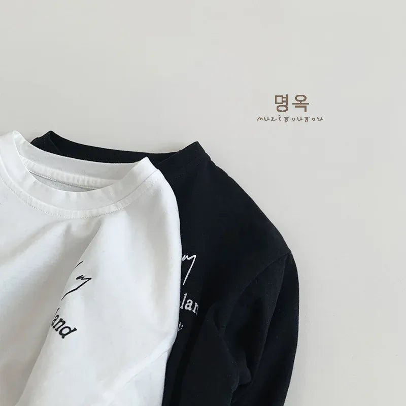 長袖Tシャツ キッズトップス 長袖レターロゴプリントTシャツ 2カラー【mh0006835】