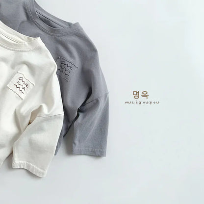 長袖Tシャツ キッズトップス ロゴプリントポケット長袖Tシャツ【mh0008852】