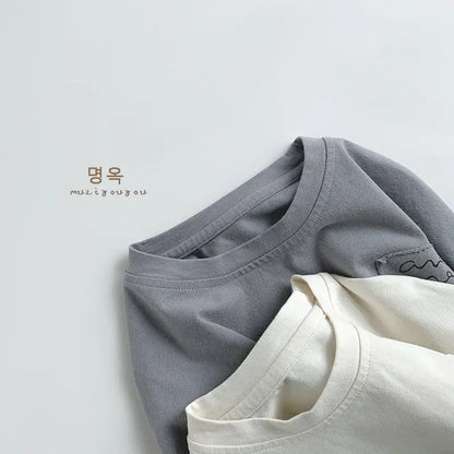 長袖Tシャツ キッズトップス ロゴプリントポケット長袖Tシャツ【mh0008852】