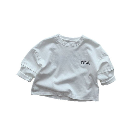 長袖Tシャツ ドロップショルダープリント長袖Tシャツ【mh0009580】