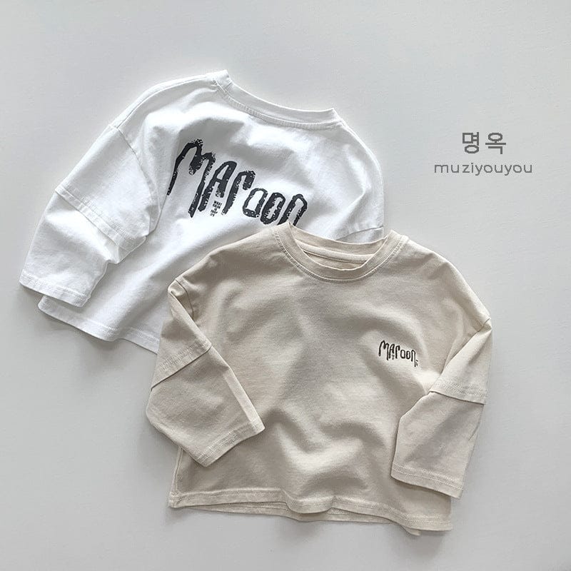 長袖Tシャツ ドロップショルダープリント長袖Tシャツ【mh0009580】