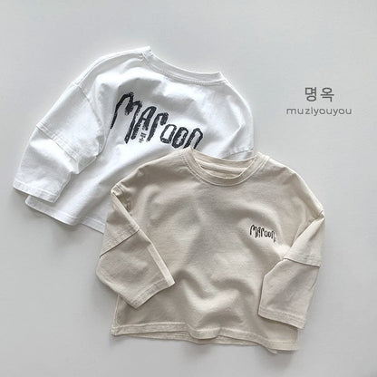 長袖Tシャツ ドロップショルダープリント長袖Tシャツ【mh0009580】