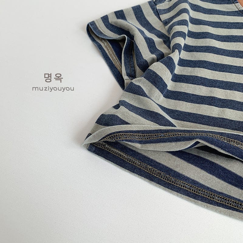 半袖Tシャツ レトロストライプ半袖Tシャツ【mh0009593】